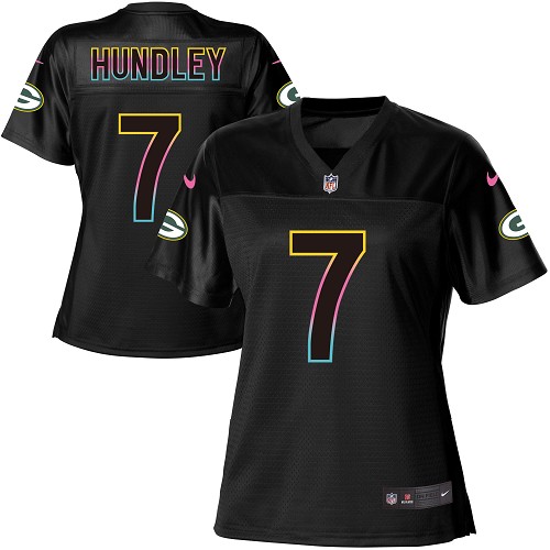 Nike Packers #7 Brett Hundley Game Black Fashion Women's  NFL Jersey