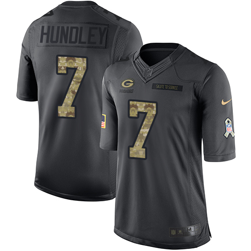Nike Packers #7 Brett Hundley Men's Limited Black 2016 Salute to Service NFL Jersey