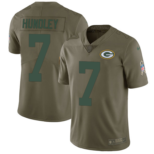 Nike Packers #7 Brett Hundley Men's Limited Olive 2017 Salute to Service NFL Jersey