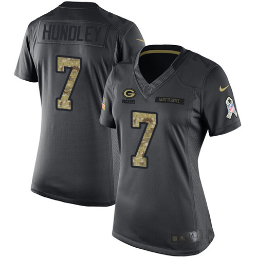 Nike Packers #7 Brett Hundley Women's Limited Black 2016 Salute to Service NFL Jersey Nike Packers #7 Brett Hundley Women's Limited Black 2016 Salute to Service NFL Jersey