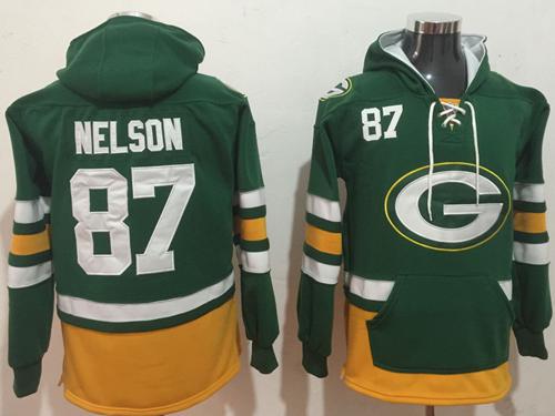 Nike Packers #87 Jordy Nelson Green Gold Name & Number Pullover NFL Hoodie