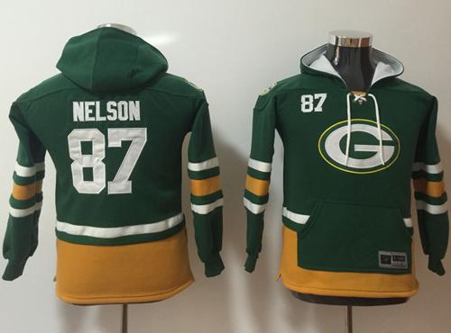 Nike Packers #87 Jordy Nelson Green Youth Name & Number Pullover NFL Hoodie