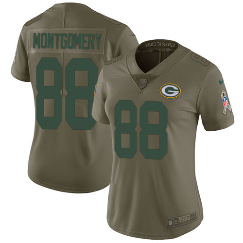 Nike Packers #88 Ty Montgomery Olive Women's Stitched NFL Limited 2017 Salute to Service Jersey
