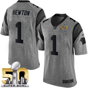 Nike Panthers #1 Cam Newton Gray Super Bowl 50 Men's Stitched NFL Limited Gridiron Gray Jersey Nike Panthers #1 Cam Newton Gray Super Bowl 50 Men's Stitched NFL Limited Gridiron Gray Jersey