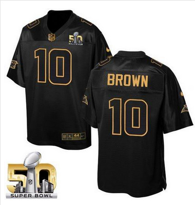 Nike Panthers #10 Corey Brown Black Super Bowl 50 Men's Stitched NFL Elite Pro Line Gold Collection Jersey