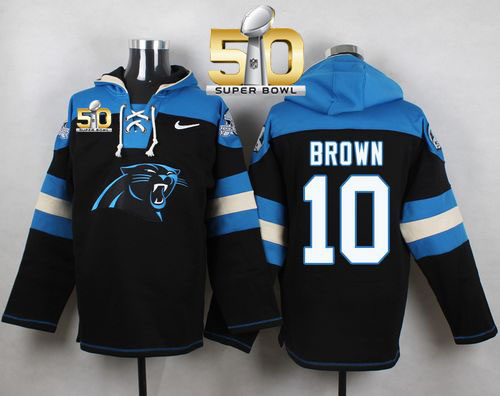 Nike Panthers #10 Corey Brown Black Super Bowl 50 Player Pullover NFL Hoodie Nike Panthers #10 Corey Brown Black Super Bowl 50 Player Pullover NFL Hoodie