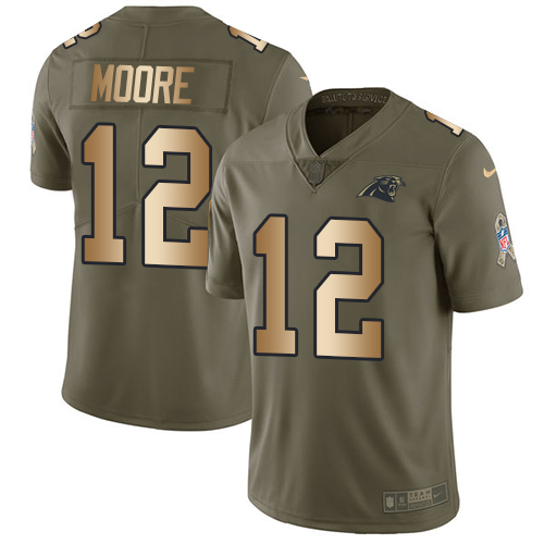 Nike Panthers #12 DJ Moore Olive Gold Men's Stitched NFL Limited 2017 Salute To Service Jersey
