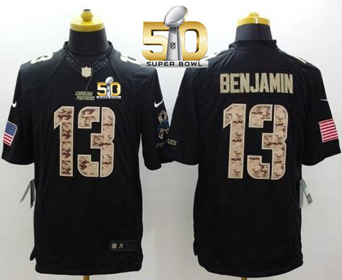 Nike Panthers #13 Kelvin Benjamin Black Super Bowl 50 Men's Stitched NFL Limited Salute to Service Jersey Nike Panthers #13 Kelvin Benjamin Black Super Bowl 50 Men's Stitched NFL Limited Salute to Service Jersey