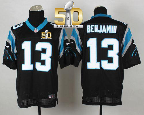 Nike Panthers #13 Kelvin Benjamin Black Team Color Super Bowl 50 Men's Stitched NFL Elite Jersey Nike Panthers #13 Kelvin Benjamin Black Team Color Super Bowl 50 Men's Stitched NFL Elite Jersey
