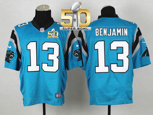 Nike Panthers #13 Kelvin Benjamin Blue Alternate Super Bowl 50 Men's Stitched NFL Elite Jersey