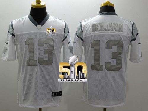 Nike Panthers #13 Kelvin Benjamin White Super Bowl 50 Men's Stitched NFL Limited Platinum Jersey Nike Panthers #13 Kelvin Benjamin White Super Bowl 50 Men's Stitched NFL Limited Platinum Jersey