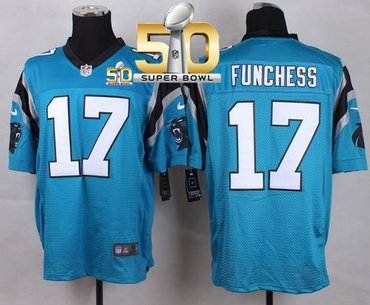 Nike Panthers #17 Devin Funchess Blue Alternate Super Bowl 50 Men's Stitched NFL Elite Jersey