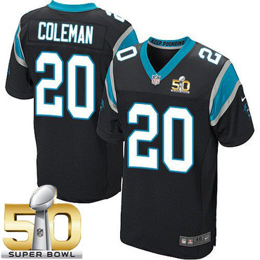 Nike Panthers #20 Kurt Coleman Black Team Color Super Bowl 50 Men's Stitched NFL Elite Jersey