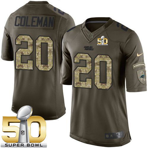 Nike Panthers #20 Kurt Coleman Green Super Bowl 50 Men's Stitched NFL Limited Salute to Service Jersey