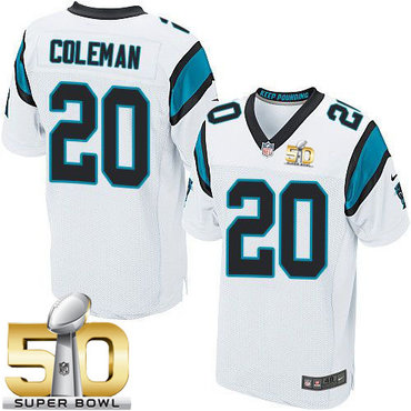 Nike Panthers #20 Kurt Coleman White Super Bowl 50 Men's Stitched NFL Elite Jersey