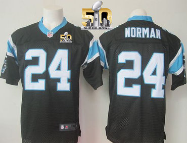 Nike Panthers #24 Josh Norman Black Team Color Super Bowl 50 Men's Stitched NFL Elite Jersey