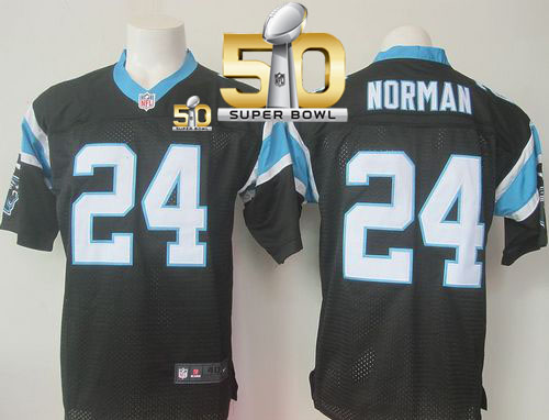 Nike Panthers #24 Josh Norman Black Team Color Super Bowl 50 Men's Stitched NFL Elite Jersey