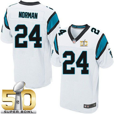 Nike Panthers #24 Josh Norman White Super Bowl 50 Men's Stitched NFL Elite Jersey