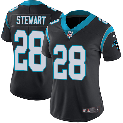 Nike Panthers #28 Jonathan Stewart Black Team Color Women's Stitched NFL Vapor Untouchable Limited Jersey