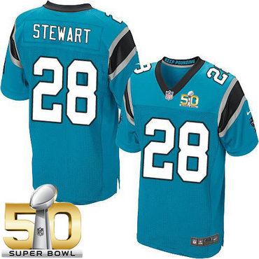 Nike Panthers #28 Jonathan Stewart Blue Alternate Super Bowl 50 Men's Stitched NFL Elite Jersey
