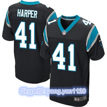 Nike Panthers #41 Roman Harper Black Team Color Men's Stitched NFL Elite Jersey