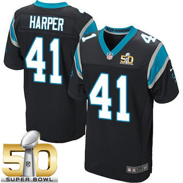 Nike Panthers #41 Roman Harper Black Team Color Super Bowl 50 Men's Stitched NFL Elite Jersey