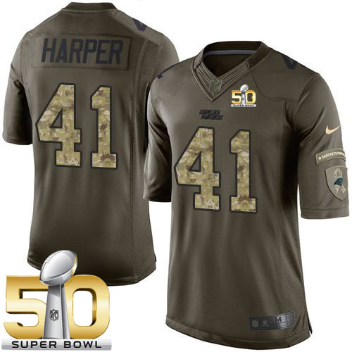 Nike Panthers #41 Roman Harper Green Super Bowl 50 Men's Stitched NFL Limited Salute to Service Jersey