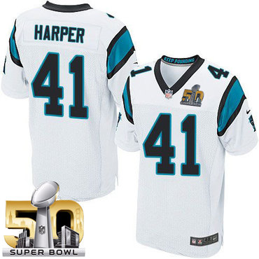 Nike Panthers #41 Roman Harper White Super Bowl 50 Men's Stitched NFL Elite Jersey Nike Panthers #41 Roman Harper White Super Bowl 50 Men's Stitched NFL Elite Jersey