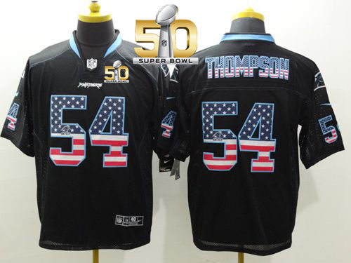 Nike Panthers #54 Shaq Thompson Black Super Bowl 50 Men's Stitched NFL Elite USA Flag Fashion Jersey Nike Panthers #54 Shaq Thompson Black Super Bowl 50 Men's Stitched NFL Elite USA Flag Fashion Jersey