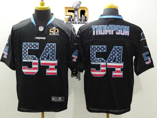 Nike Panthers #54 Shaq Thompson Black Super Bowl 50 Men's Stitched NFL Elite USA Flag Fashion Jersey Nike Panthers #54 Shaq Thompson Black Super Bowl 50 Men's Stitched NFL Elite USA Flag Fashion Jersey