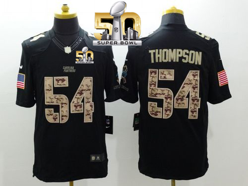 Nike Panthers #54 Shaq Thompson Black Super Bowl 50 Men's Stitched NFL Limited Salute to Service Jersey Nike Panthers #54 Shaq Thompson Black Super Bowl 50 Men's Stitched NFL Limited Salute to Service Jersey