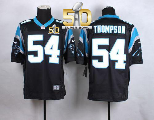 Nike Panthers #54 Shaq Thompson Black Team Color Super Bowl 50 Men's Stitched NFL Elite Jersey Nike Panthers #54 Shaq Thompson Black Team Color Super Bowl 50 Men's Stitched NFL Elite Jersey