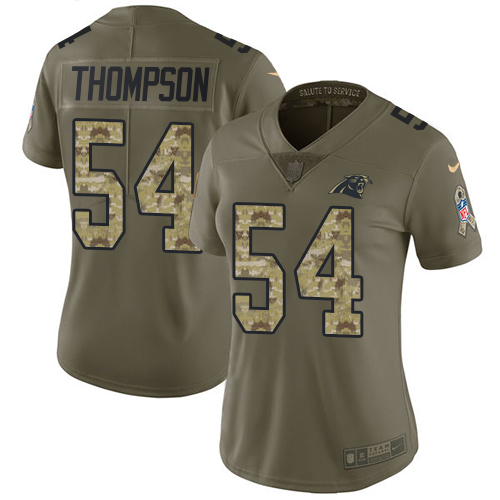 Nike Panthers #54 Shaq Thompson Olive Camo Women's Stitched NFL Limited 2017 Salute to Service Jersey Nike Panthers #54 Shaq Thompson Olive Camo Women's Stitched NFL Limited 2017 Salute to Service Jersey