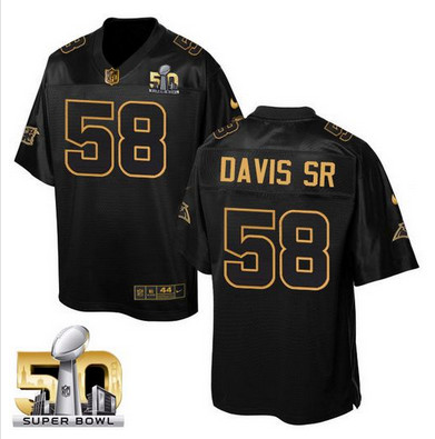 Nike Panthers #58 Thomas Davis Sr Black Super Bowl 50 Men's Stitched NFL Elite Pro Line Gold Collection Jersey