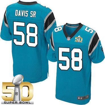 Nike Panthers #58 Thomas Davis Sr Blue Alternate Super Bowl 50 Men's Stitched NFL Elite Jersey Nike Panthers #58 Thomas Davis Sr Blue Alternate Super Bowl 50 Men's Stitched NFL Elite Jersey