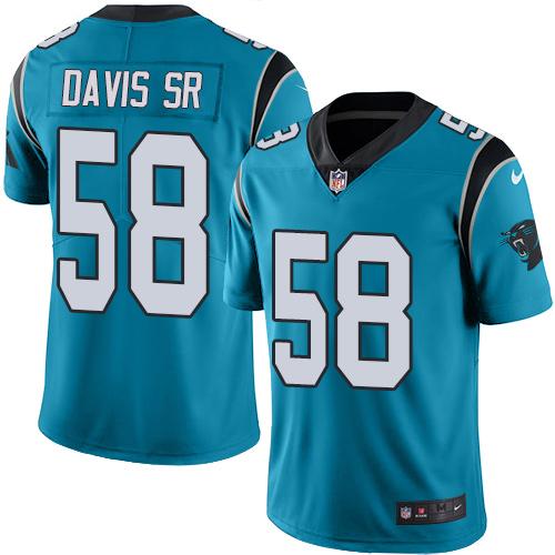 Nike Panthers #58 Thomas Davis Sr Blue Men's Stitched NFL Limited Rush Jersey Nike Panthers #58 Thomas Davis Sr Blue Men's Stitched NFL Limited Rush Jersey