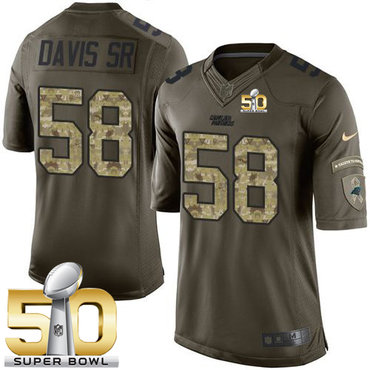Nike Panthers #58 Thomas Davis Sr Green Super Bowl 50 Men's Stitched NFL Limited Salute to Service Jersey