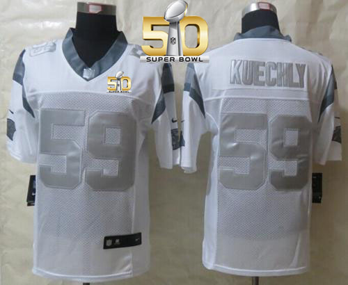 Nike Panthers #59 Luke Kuechly White Super Bowl 50 Men's Stitched NFL Limited Platinum Jersey