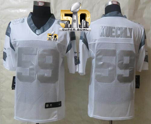 Nike Panthers #59 Luke Kuechly White Super Bowl 50 Men's Stitched NFL Limited Platinum Jersey Nike Panthers #59 Luke Kuechly White Super Bowl 50 Men's Stitched NFL Limited Platinum Jersey