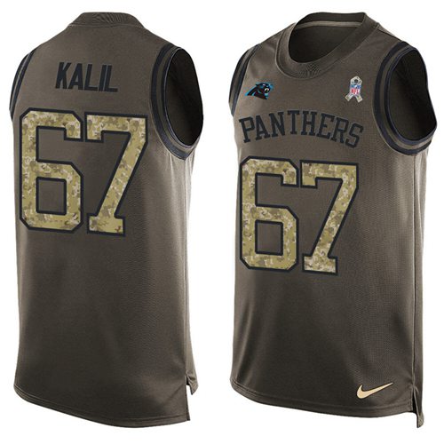 Nike Panthers #67 Ryan Kalil Green Men's Stitched NFL Limited Salute To Service Tank Top Jersey Nike Panthers #67 Ryan Kalil Green Men's Stitched NFL Limited Salute To Service Tank Top Jersey