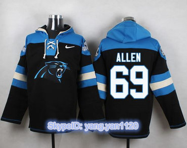 Nike Panthers #69 Jared Allen Black Player Pullover NFL Hoodie Nike Panthers #69 Jared Allen Black Player Pullover NFL Hoodie
