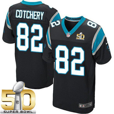 Nike Panthers #82 Jerricho Cotchery Black Team Color Super Bowl 50 Men's Stitched NFL Elite Jersey Nike Panthers #82 Jerricho Cotchery Black Team Color Super Bowl 50 Men's Stitched NFL Elite Jersey