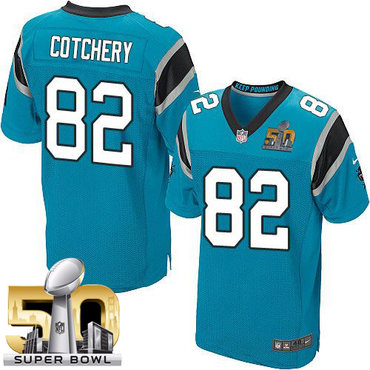 Nike Panthers #82 Jerricho Cotchery Blue Alternate Super Bowl 50 Men's Stitched NFL Elite Jersey