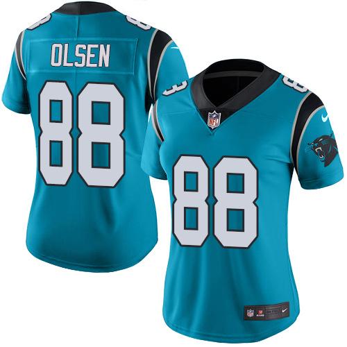 Nike Panthers #88 Greg Olsen Blue Women's Stitched NFL Limited Rush Jersey Nike Panthers #88 Greg Olsen Blue Women's Stitched NFL Limited Rush Jersey