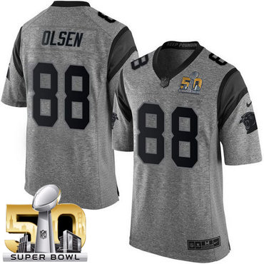 Nike Panthers #88 Greg Olsen Gray Super Bowl 50 Men's Stitched NFL Limited Gridiron Gray Jersey Nike Panthers #88 Greg Olsen Gray Super Bowl 50 Men's Stitched NFL Limited Gridiron Gray Jersey