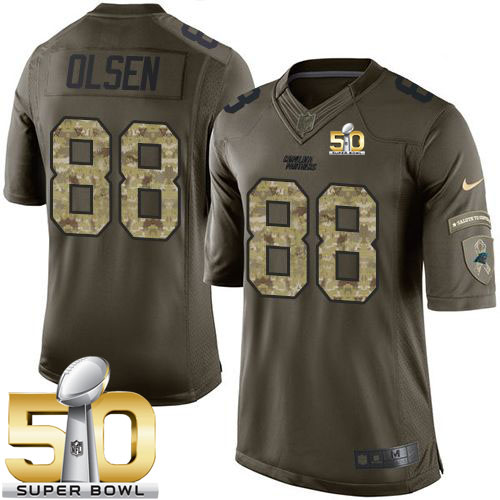 Nike Panthers #88 Greg Olsen Green Super Bowl 50 Men's Stitched NFL Limited Salute to Service Jersey Nike Panthers #88 Greg Olsen Green Super Bowl 50 Men's Stitched NFL Limited Salute to Service Jersey