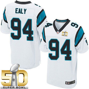 Nike Panthers #94 Kony Ealy White Super Bowl 50 Men's Stitched NFL Elite Jersey