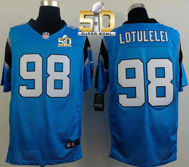 Nike Panthers #98 Star Lotulelei Blue Alternate Super Bowl 50 Men's Stitched NFL Elite Jersey