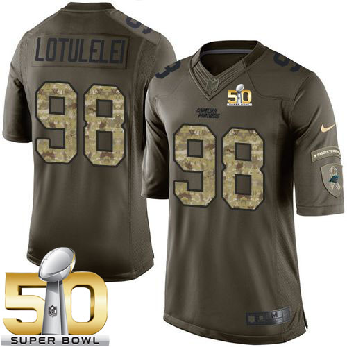 Nike Panthers #98 Star Lotulelei Green Super Bowl 50 Men's Stitched NFL Limited Salute to Service Jersey Nike Panthers #98 Star Lotulelei Green Super Bowl 50 Men's Stitched NFL Limited Salute to Service Jersey