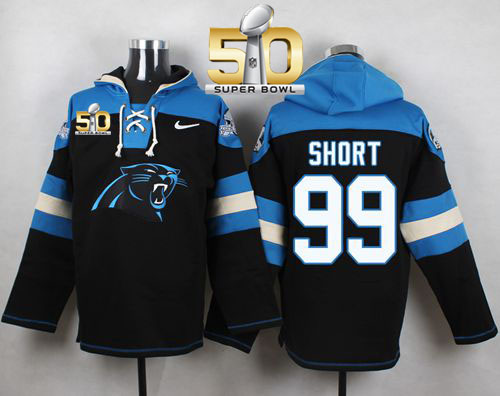 Nike Panthers #99 Kawann Short Black Super Bowl 50 Player Pullover NFL Hoodie Nike Panthers #99 Kawann Short Black Super Bowl 50 Player Pullover NFL Hoodie